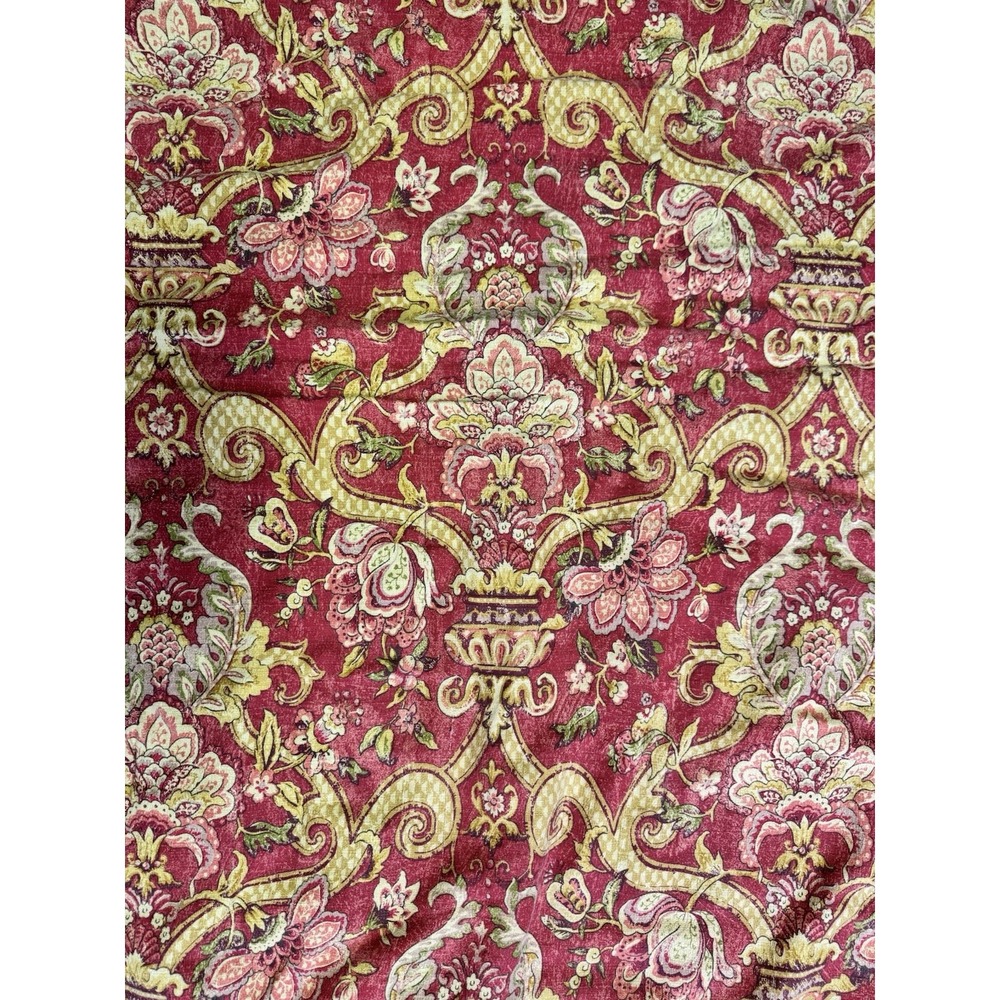 Waverly Reversible Damask Floral Comforter Burgundy Gold Sage Rope Trim Heavy